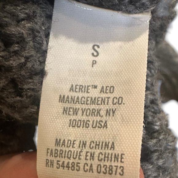 (Sold)Aerie Festive Feels Crewneck Sweater Soft Oversized Fair Isle Gray Small - Picture 8 of 10
